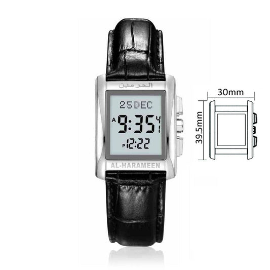 Al-Harameen Digitale Horloge RVS Leren Band